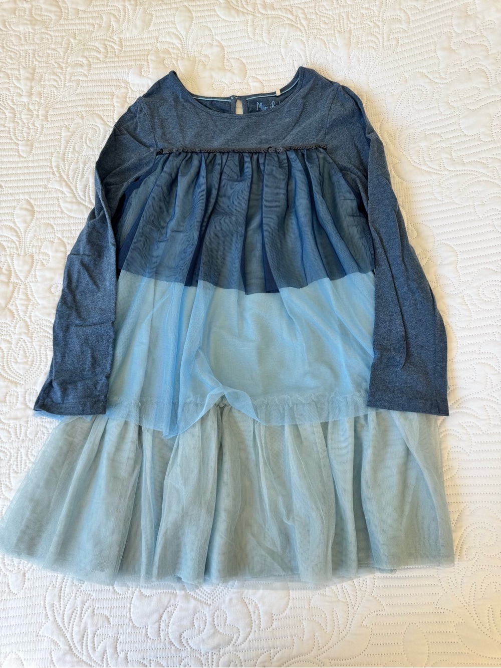 Mini Boden Blue Long Sleeve Tulle Dress